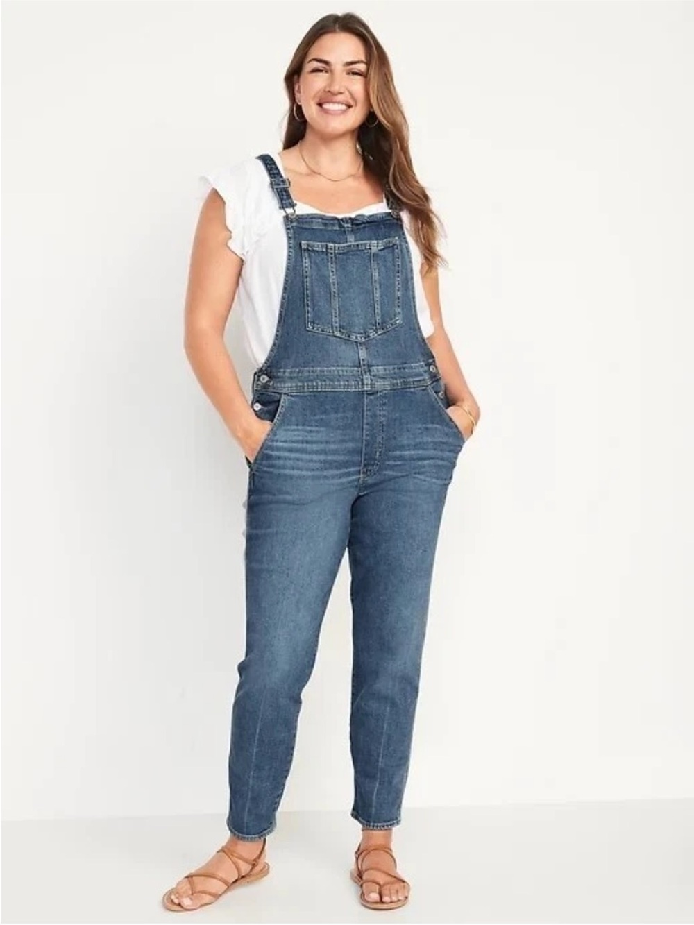 Old Navy Women's Petite 8P Casual Denim Overall Jumpsuit Solid Streetwear Bibs